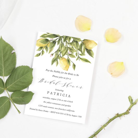 Summer Lemons en Foliage Wedding Vrijgezellenfeest Kaart