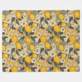 Summer Lemons en White Flowers Fleece Deken (Voorkant (Horizontaal))