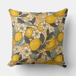 Summer Lemons en White Flowers Kussen