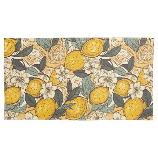 Summer Lemons en White Flowers Kussensloop (Voorkant-Links)