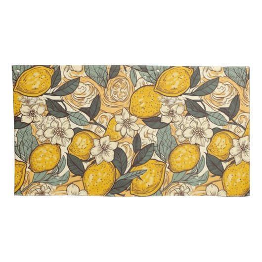 Summer Lemons en White Flowers Kussensloop (Achterkant-Rechts)