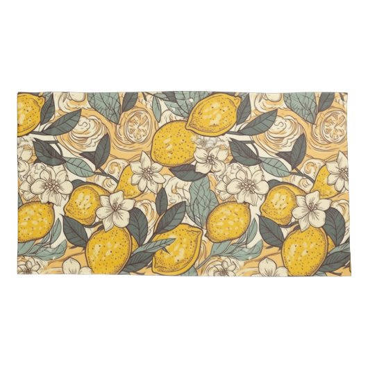 Summer Lemons en White Flowers Kussensloop (Achterkant-Links)