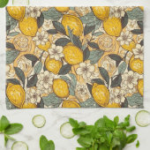Summer Lemons en White Flowers Theedoek (Gevouwen)