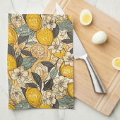 Summer Lemons en White Flowers Theedoek (Quarter Fold)
