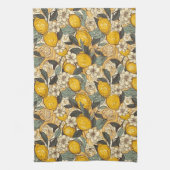 Summer Lemons en White Flowers Theedoek (Verticaal)