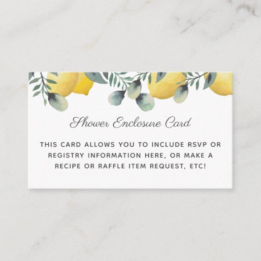 Summer Lemons Eucalyptus Greenery Vrijgezellenfees Informatiekaartje (Voorkant)