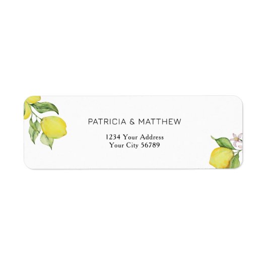 Summer lemons Wedding Return Label (Voorkant)