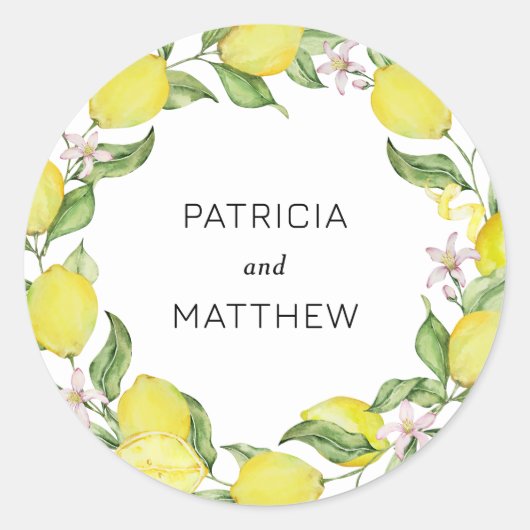 Summer lemons Wedding Ronde Sticker (Voorkant)