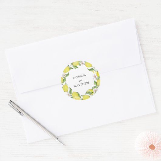 Summer lemons Wedding Ronde Sticker (Envelop)