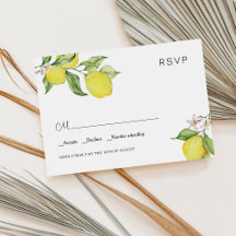 Summer lemons Wedding RSVP Kaart
