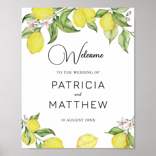 Summer Lemons Welkomstbord Poster (Voorkant)