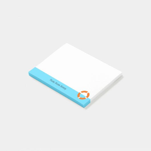 Summer Lifebuoy Pool Beach Ocean Zee Custom Name Post-it® Notes (Schuin)