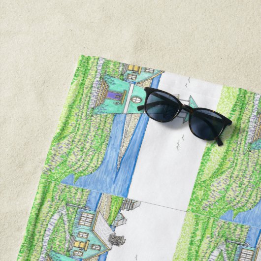 Summer Lighthouse 3; Beach Towel Strandlaken (In situ)