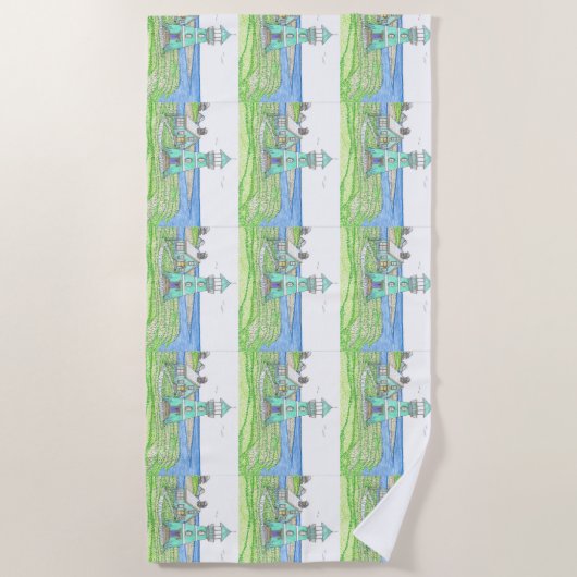 Summer Lighthouse 3; Beach Towel Strandlaken (Voorkant)