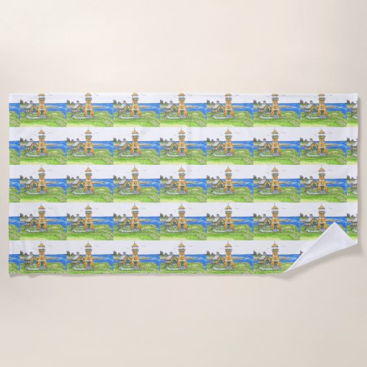 Summer Lighthouse 4; Beach Towel Strandlaken (Voorkant)
