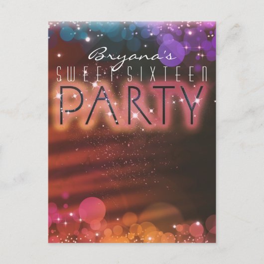 Summer Lights Sparkle Dance Club Party Invitation Uitnodiging Briefkaart (Voorkant)