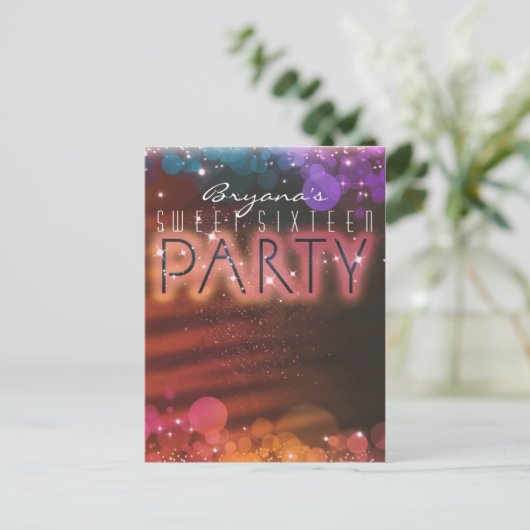Summer Lights Sparkle Dance Club Party Invitation Uitnodiging Briefkaart (Staand voorkant)
