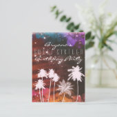 Summer Lights Sparkle Palm Trees Party Invitation Uitnodiging Briefkaart (Staand voorkant)