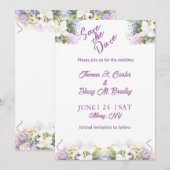 Summer Lila Wildflower Romantic Wedding Kaart (Voorkant / Achterkant)