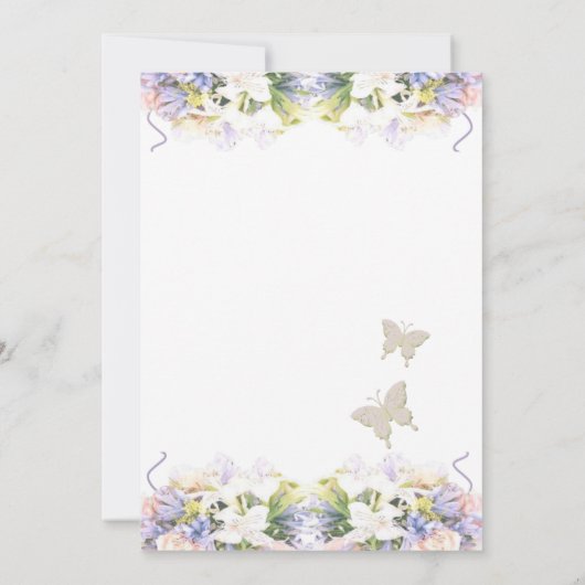 Summer Lila Wildflower Romantic Wedding Kaart (Achterkant)