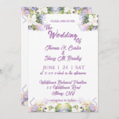 Summer Lila Wildflower Romantic Wedding Kaart (Voorkant / Achterkant)