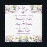 Summer Lila Wildflower Romantic Wedding Magneet<br><div class="desc">Deze prachtige bruiloftsmagneet is voorzien van zacht lila bloemspatten met wilde bloemen. Een grillige zomerse verrukking met fancy scriptbelettering die perfect is voor die elegante look. Ongeacht het seizoen, deze prachtige bloemenbruiloft magneet is ideaal. Maak deze magneet eigen door de informatie te bewerken naar uw eigen wensen. Op zoek naar...</div>