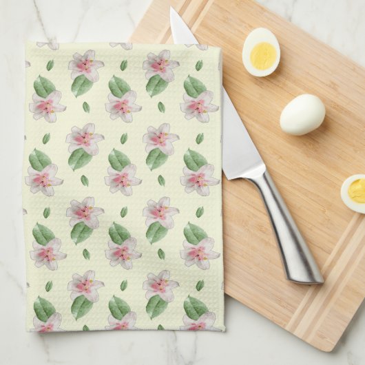 Summer Lily Floral Seamless Pattern Theedoek (Quarter Fold)