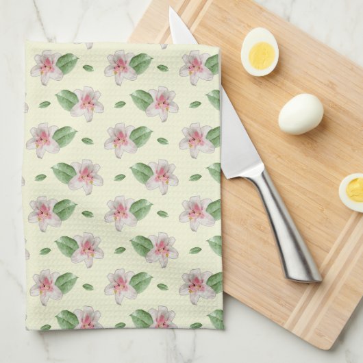 Summer Lily Floral Seamless Pattern Theedoek (Quarter Fold)