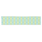 Summer Lime Green Aqua Blue Ikat Tribal Pattern Korte Tafelloper (Horizontaal)