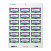 Summer Lime Green Hot Pink Blauwgroen cirkels stri Etiket (Full Sheet)