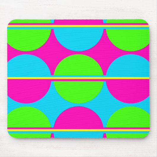 Summer Lime Green Hot Pink Blauwgroen cirkels stri Muismat (Voorkant)