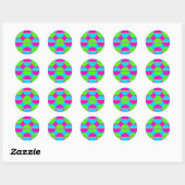 Summer Lime Green Hot Pink Blauwgroen cirkels stri Ronde Sticker (Vel)