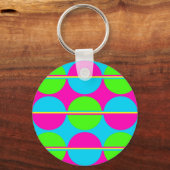 Summer Lime Green Hot Pink Blauwgroen cirkels stri Sleutelhanger (Voorkant)