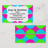 Summer Lime Green Hot Pink Blauwgroen cirkels stri Visitekaartje (Voorkant / Achterkant)