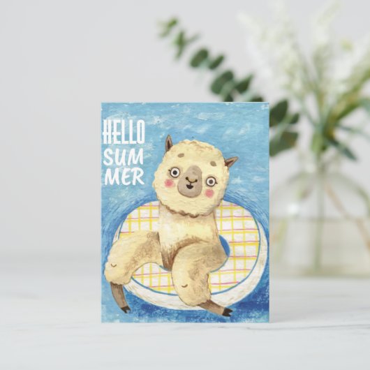 Summer Llama Briefkaart (Staand voorkant)