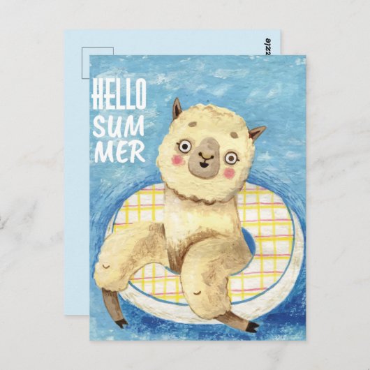 Summer Llama Briefkaart (Voorkant / Achterkant)
