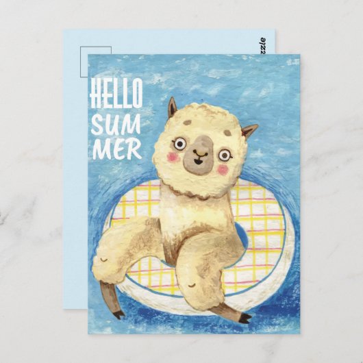Summer Llama Briefkaart (Voorkant / Achterkant)