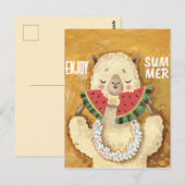 Summer Llama Briefkaart (Voorkant / Achterkant)