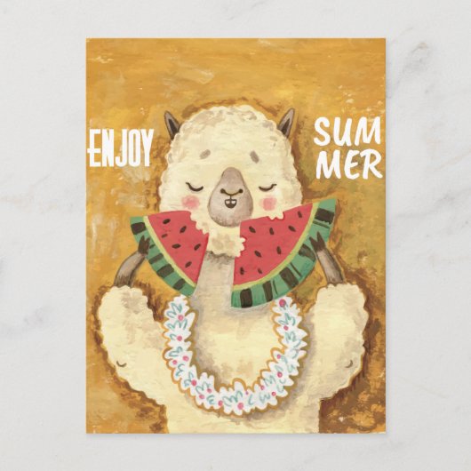 Summer Llama Briefkaart (Voorkant)