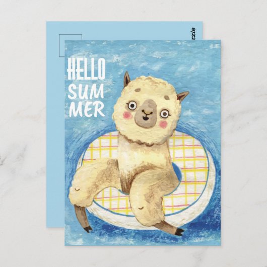 Summer Llama Briefkaart (Voorkant / Achterkant)