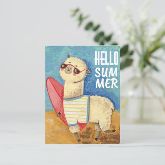 Summer Llama Briefkaart (Staand voorkant)
