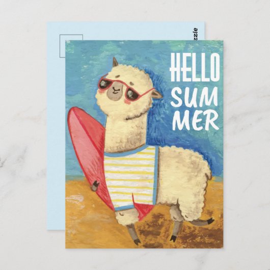 Summer Llama Briefkaart (Voorkant / Achterkant)