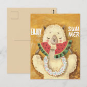Summer Llama Briefkaart (Voorkant / Achterkant)