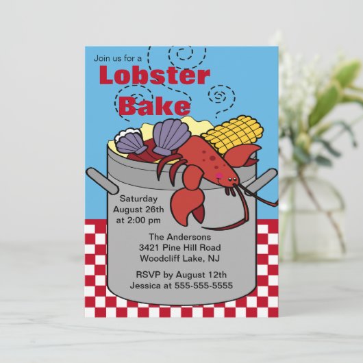 Summer Lobster Bake Cookout Uitnodiging (Staand voorkant)