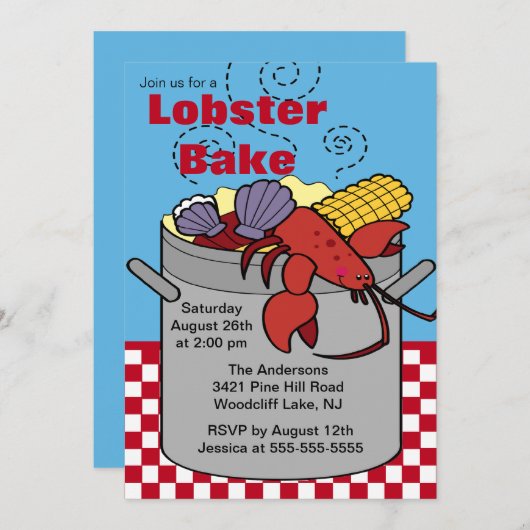 Summer Lobster Bake Cookout Uitnodiging (Voorkant / Achterkant)