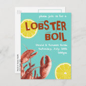 Summer Lobster Boil Party Aqua Uitnodiging Briefkaart (Voorkant / Achterkant)