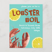 Summer Lobster Boil Party Aqua Uitnodiging Briefkaart (Voorkant)