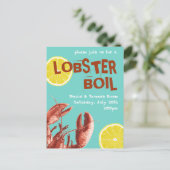 Summer Lobster Boil Party Aqua Uitnodiging Briefkaart (Staand voorkant)