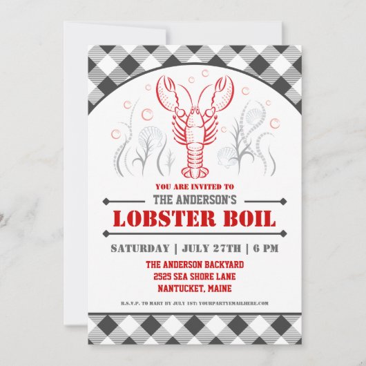 Summer Lobster Boil Party Invitation Kaart (Voorkant)
