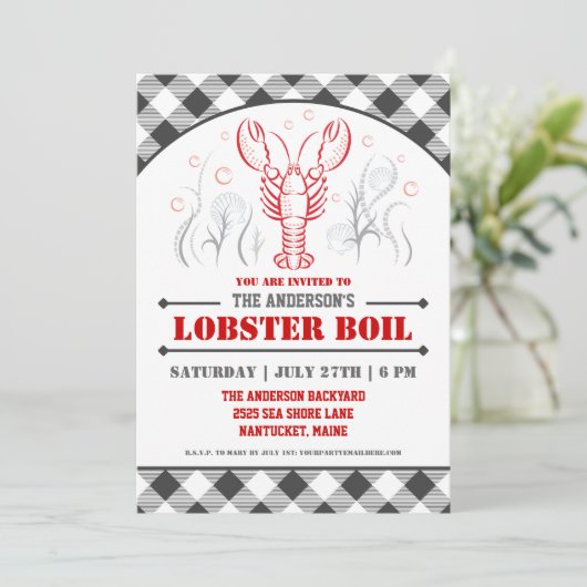 Summer Lobster Boil Party Invitation Kaart (Staand voorkant)